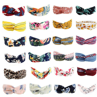Boho Elastic Wrap Floral Twist Knot Headband Turban Multicolor Sports Hairband