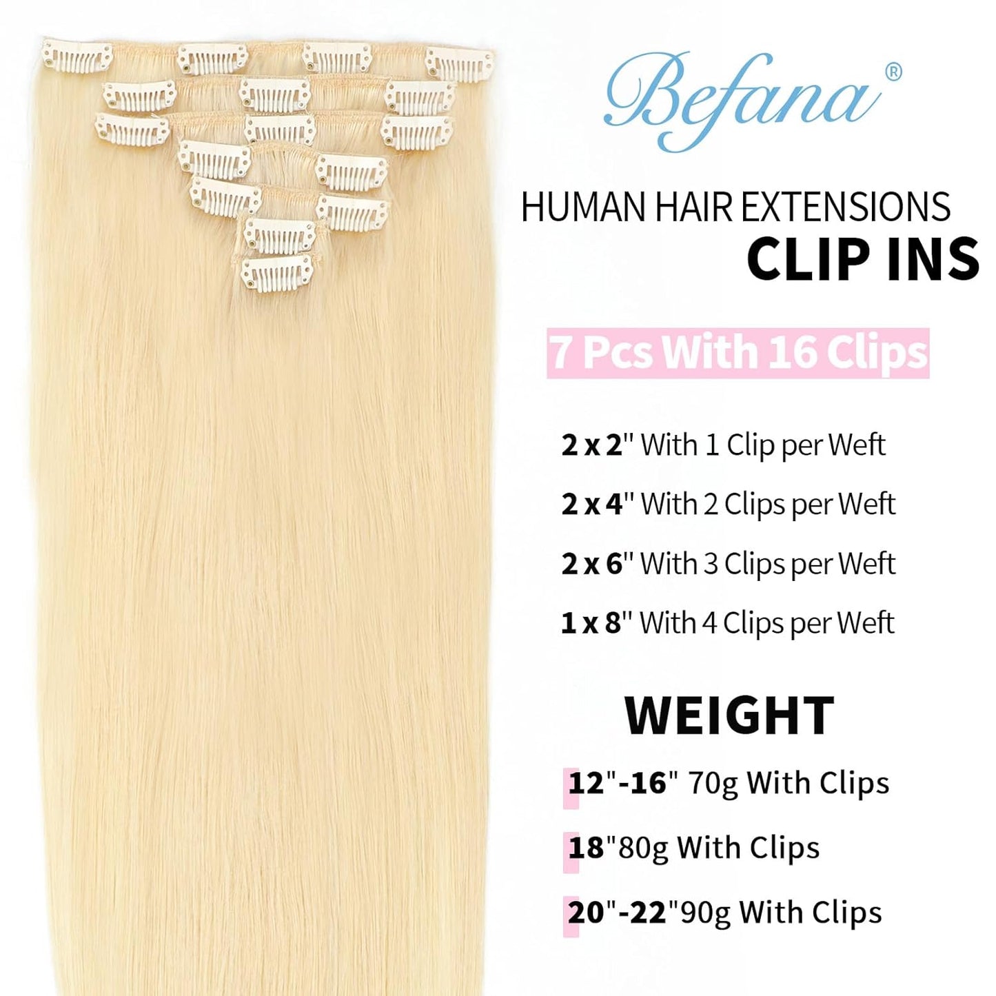 High Quality Clip In Blonde (#613) Straight Hair Extensions 100% Human Hair – Sun-Kissed Blonde, Seamless Blend, Easy Install