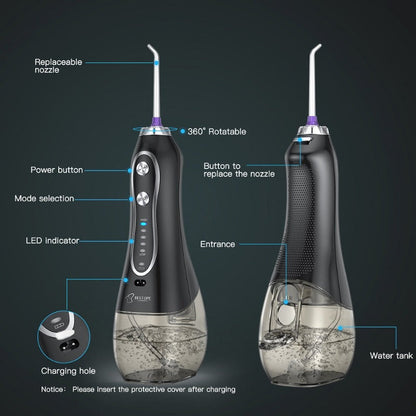 Bestope/USTAR Water Flosser 300ML 5 Modes & 6 Jet Tips - IPX7 Waterproof Cordless Dental Oral Irrigator Portable and Rechargeable Water Flossing