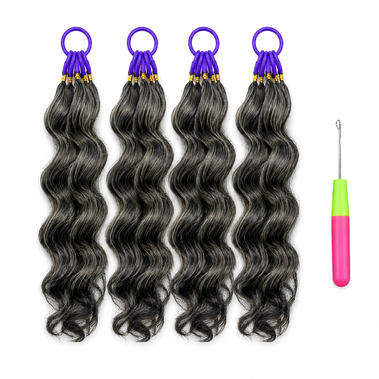 Gray Color Loose Deep Wave Crochet  100% Human Hair -  Boho Braiding Hair For Miracle Knots (50g/Pack)