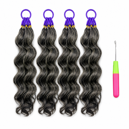 Gray Color Loose Deep Wave Crochet  100% Human Hair -  Boho Braiding Hair For Miracle Knots (50g/Pack)