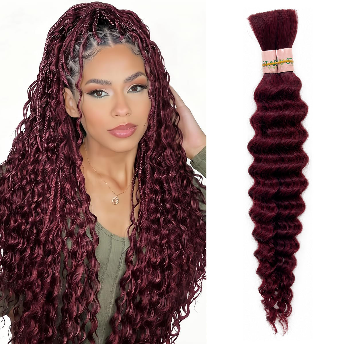 Color #2, #27,#33,Natural Black Human Braiding Hair deep Wave Bulk 100% Human Mink Hair 100g/pack 18-22 inch