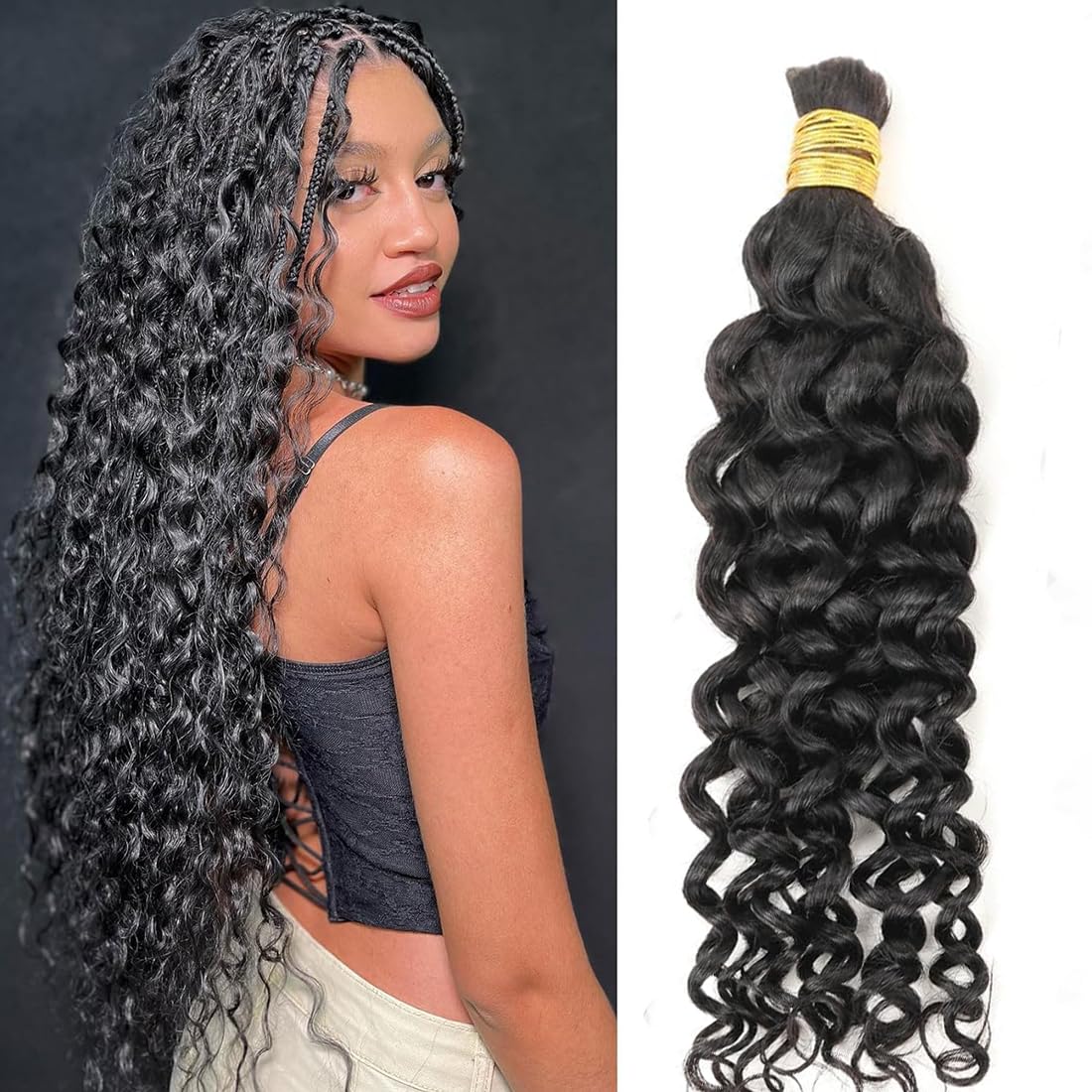 Boho Braiding 100 Human Hair natural black - Straight, Body Wave, Deep Wave, loose deep, Natural Wave, Jerry Curl, Water Wave 100g/pack