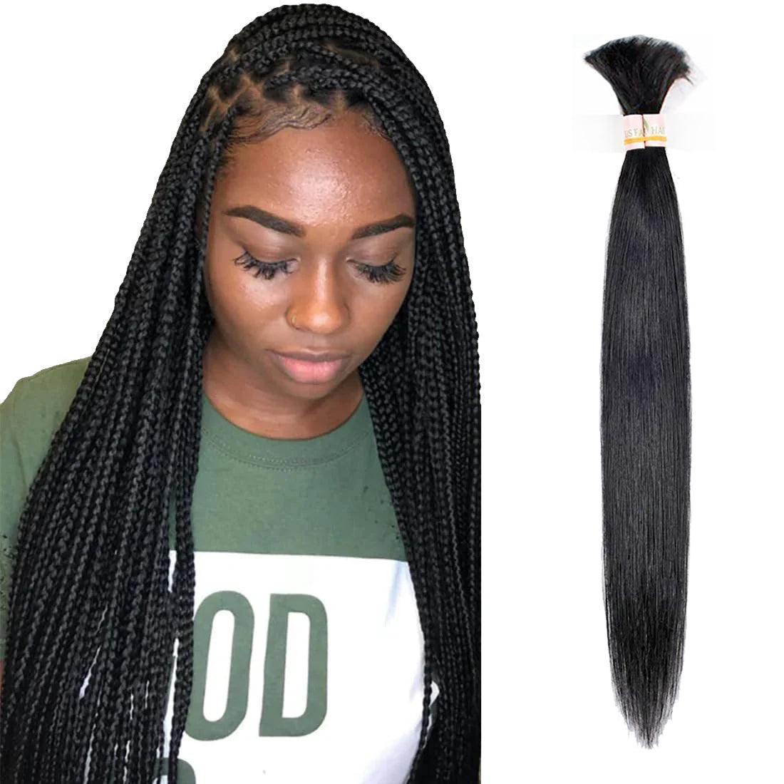 Boho Braiding 100 Human Hair natural black - Straight, Body Wave, Deep Wave, loose deep, Natural Wave, Jerry Curl, Water Wave 100g/pack