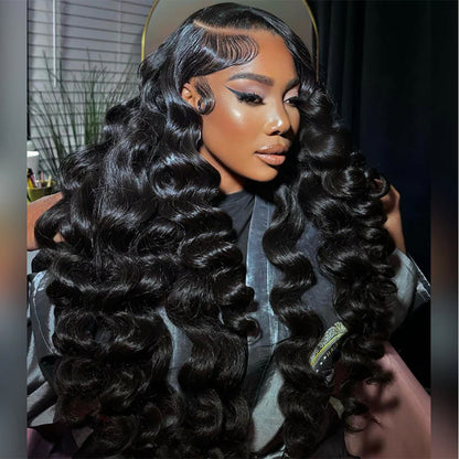 13x6HD Lace Wig Loose Bounce Full Frontal Wig High Quality Human Hair Wig 180 Free Part Swiss Lace, Skin-melt Lace, Invisible Lace