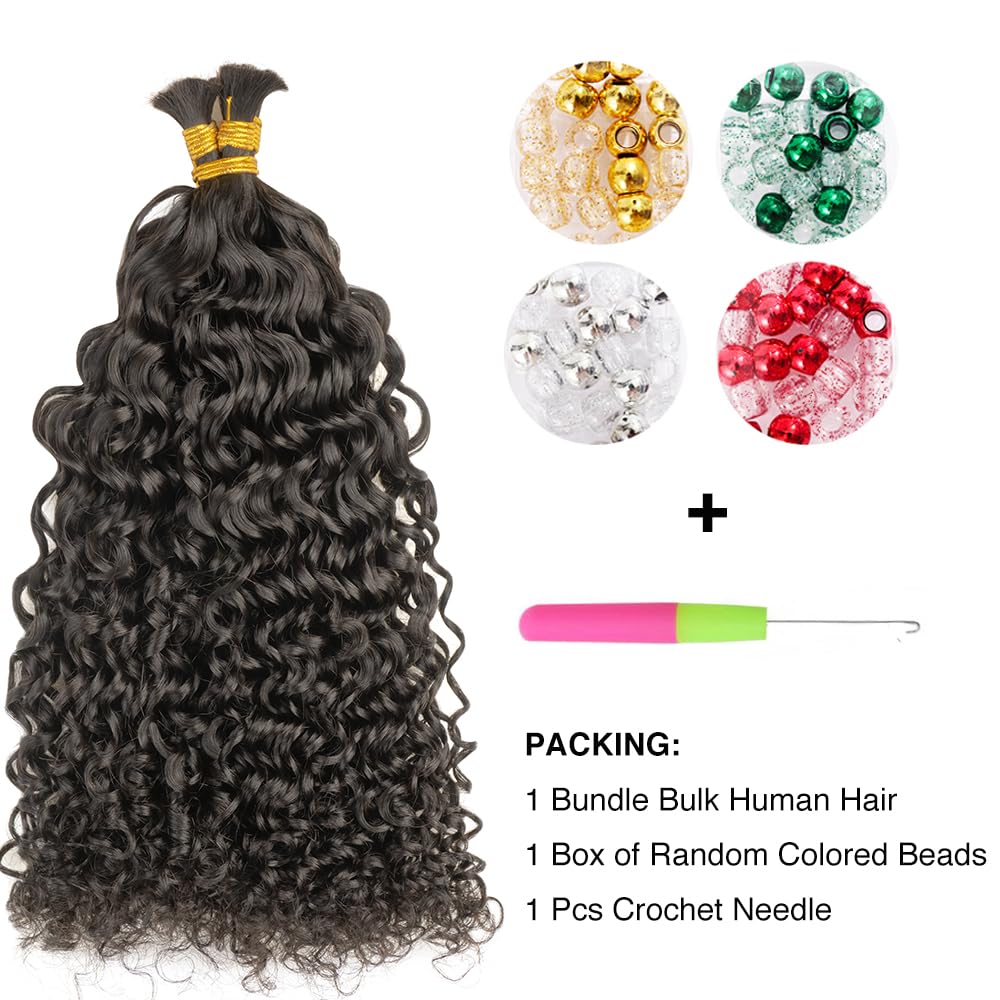 100% Human Hair Boho Braiding Hair - Natural Wave Natural Black 100g/Bundle