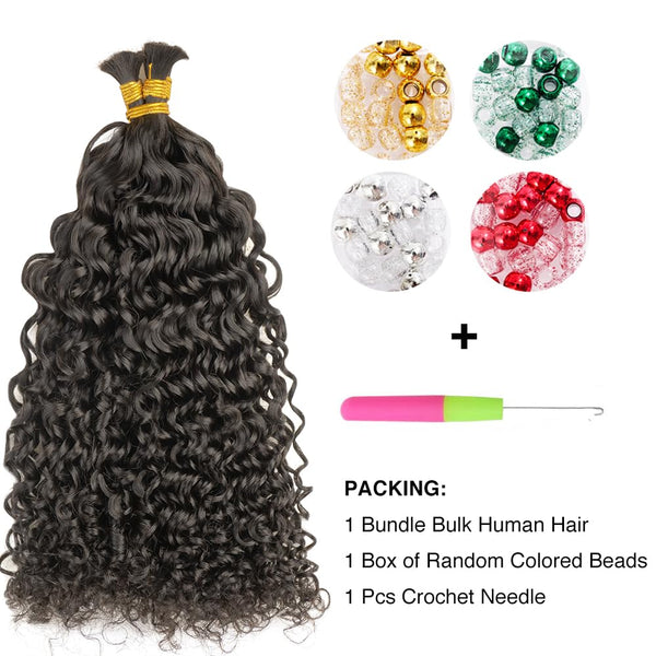 100% Human Hair Boho Braiding Hair - Natural Wave Natural Black 100g/Bundle