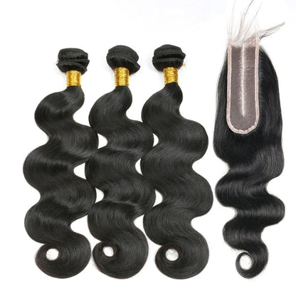 3 Bundles with 2x6 HD Lace Closure Body Wave 100% Virgin Human Hair