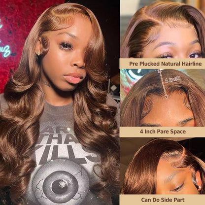 #4 Body Wave 5x5 Lace Closure Glueless Wig  Color medium brown 100% Human Hair Wear and Go Chocolate Brown wig