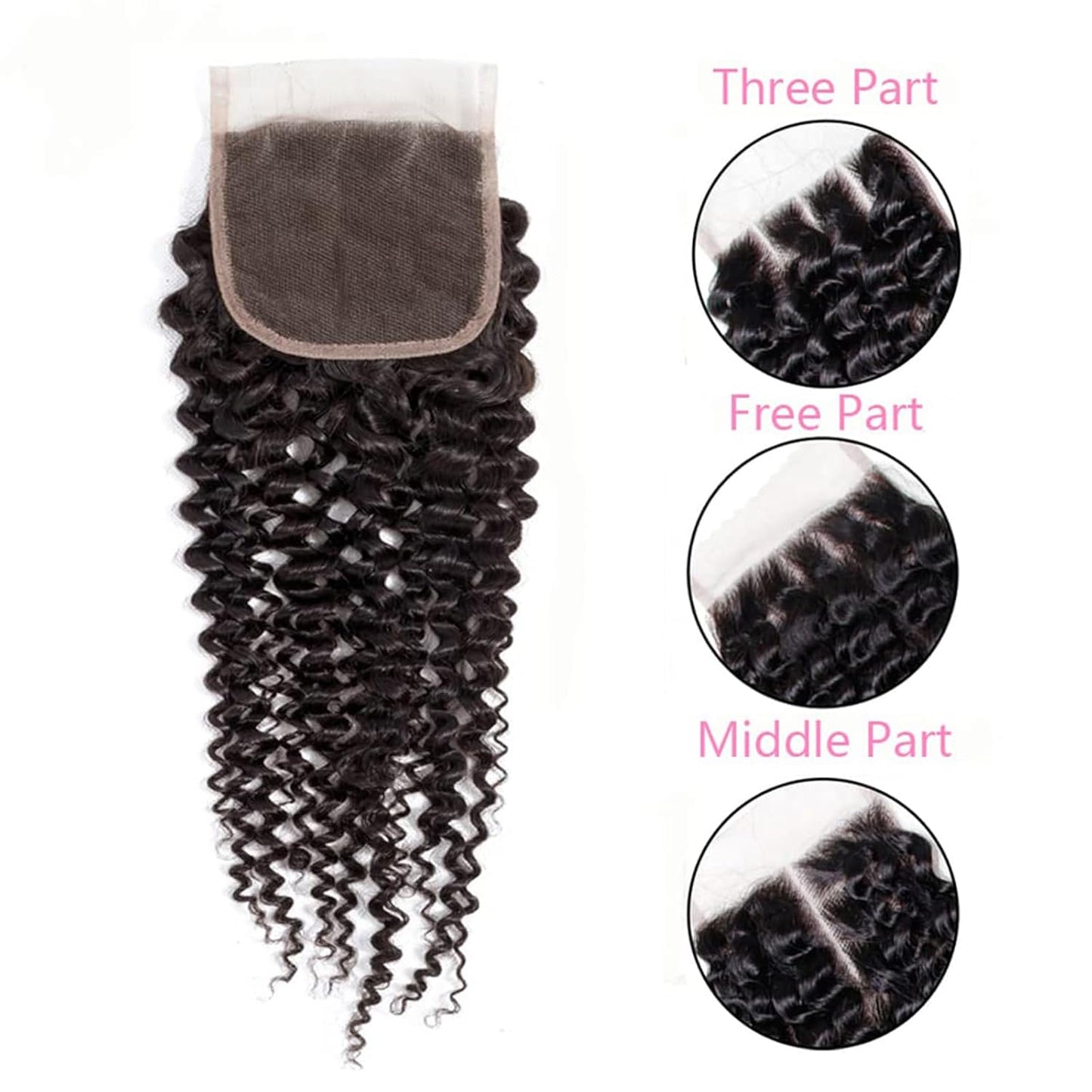 4x4 Lace Transparent Lace Closure Jerry Curl Virgin Natural Human Hair | Natural Color, Free Part
