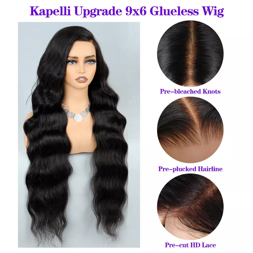 9x6  Lace Closure Wig Body Wave Human Hair Wear And Go Glueless Wigs