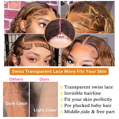 4/30 Jerry Curl 4x4 Lace Closure Wig OMBRE Color  100% Human Hair WIG Virgin Remy Hair