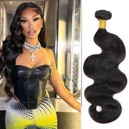 12A Premium Indian Body Wave Hair Bundles – Natural Black Unprocessed Human Hair Extensions | Machine Double Weft 10"-30"