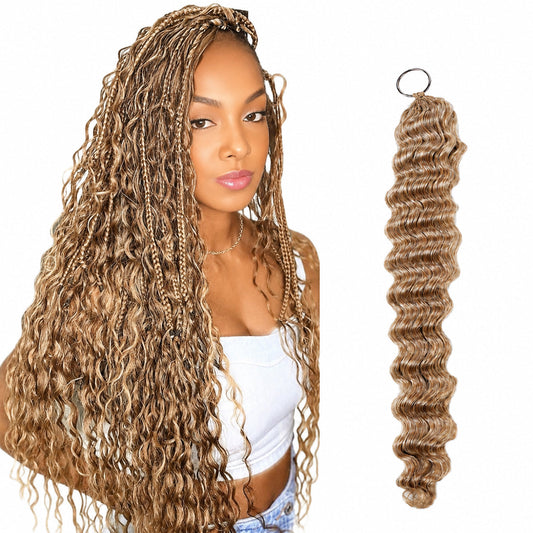 #27 Loose Deep Crochet 100% Human Hair - Honey Blonde Wave Boho Braiding Hair For Miracle Knots (50g/Pack)