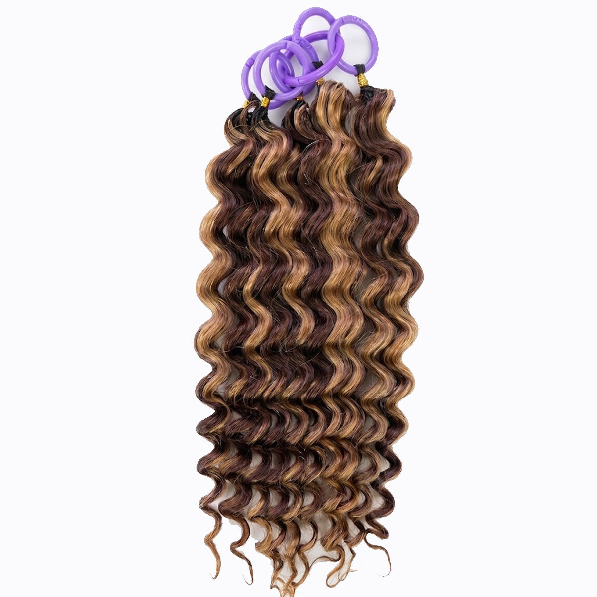 #4P27 Deep Wave Crochet 100% Human Hair - Dark Brown to Honey Gold Boho Braiding Hair For Miracle Knots (50g/Pack)