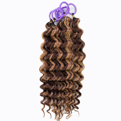#4P27 Deep Wave Crochet 100% Human Hair - Dark Brown to Honey Gold Boho Braiding Hair For Miracle Knots (50g/Pack)