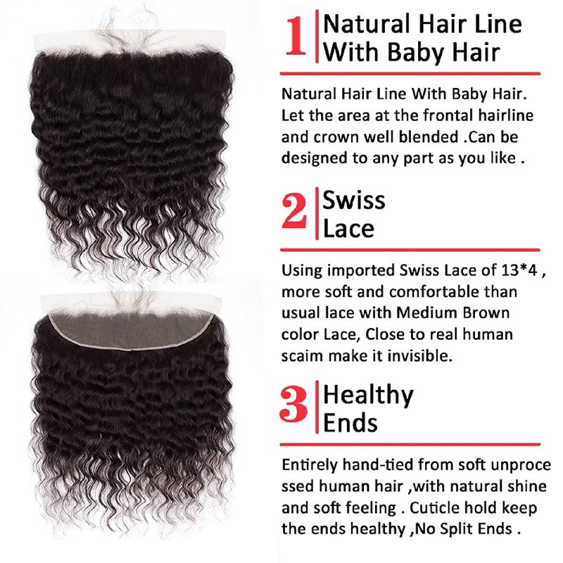 3 Bundles With 13x4 Lace Frontal Loose Wave Natural Black Brazilian Virgin Hair