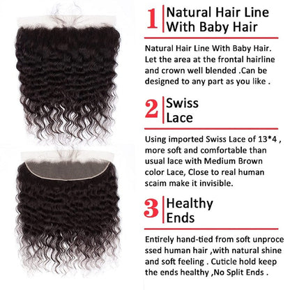 3 Bundles With 13x4 Lace Frontal Loose Wave Natural Black Brazilian Virgin Hair