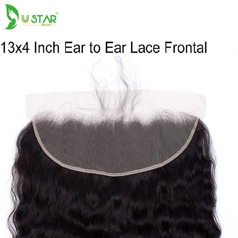 3 Bundles With 13x4 Lace Frontal Loose Wave Natural Black Brazilian Virgin Hair