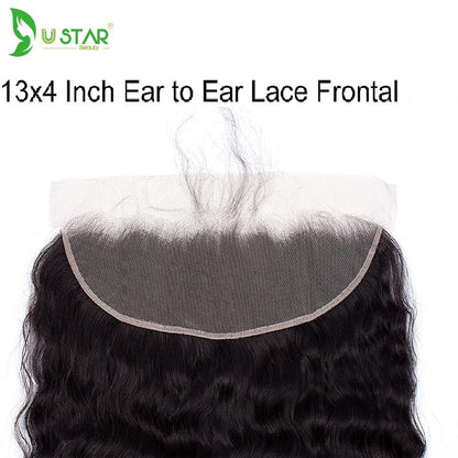 3 Bundles With 13x4 Lace Frontal Loose Wave Natural Black Brazilian Virgin Hair