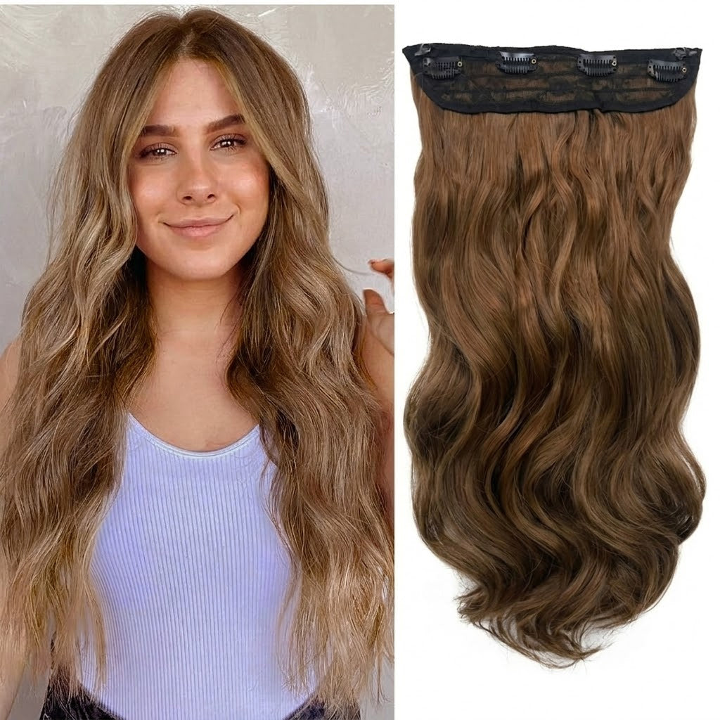 Halo Hair Extensions Invisible Wire Clip on Synthetic Wave Clip Ins Hair 20 Inch – Lightweight, Easy Install, Natural Look