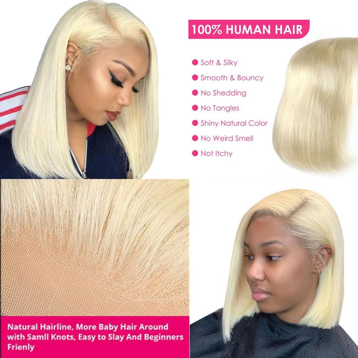 Blonde 613 Straight Bob Wig – 13x4 & 13x6 HD Lace Front Bleached Knots 100% Human Hair