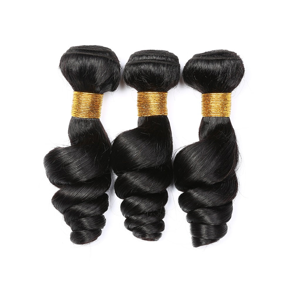 100% Affordable Human Hair Loose Bounce Wave Bundles | Natural Black 1B | 10"-20" | Soft & Airy Waves