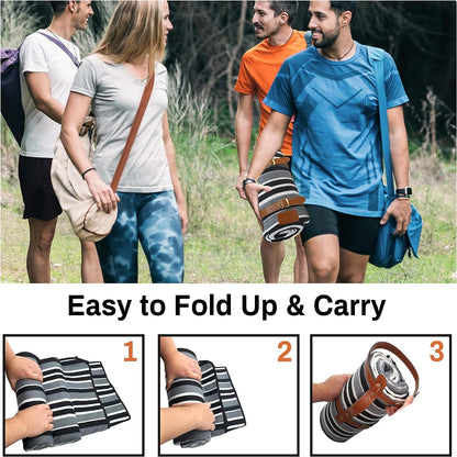 Portable Picnic Blankets, 3 Layer Soft Fleece Blanket for Beach,Camping on Grass, Waterproof, Sandproof, Best Gift for Couple & Families