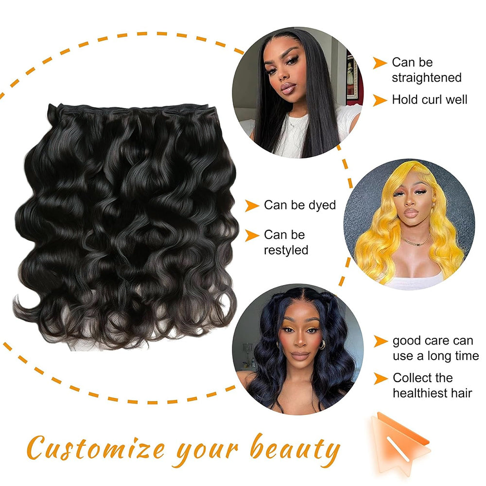 12A Premium Indian Hair Body Wave Bundles – Jet Black #1 Unprocessed Human Hair Extensions | Machine Double Weft 10"-30"