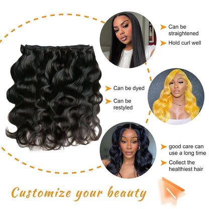 12A Premium Indian Hair Body Wave Bundles – Jet Black #1 Unprocessed Human Hair Extensions | Machine Double Weft 10"-30"