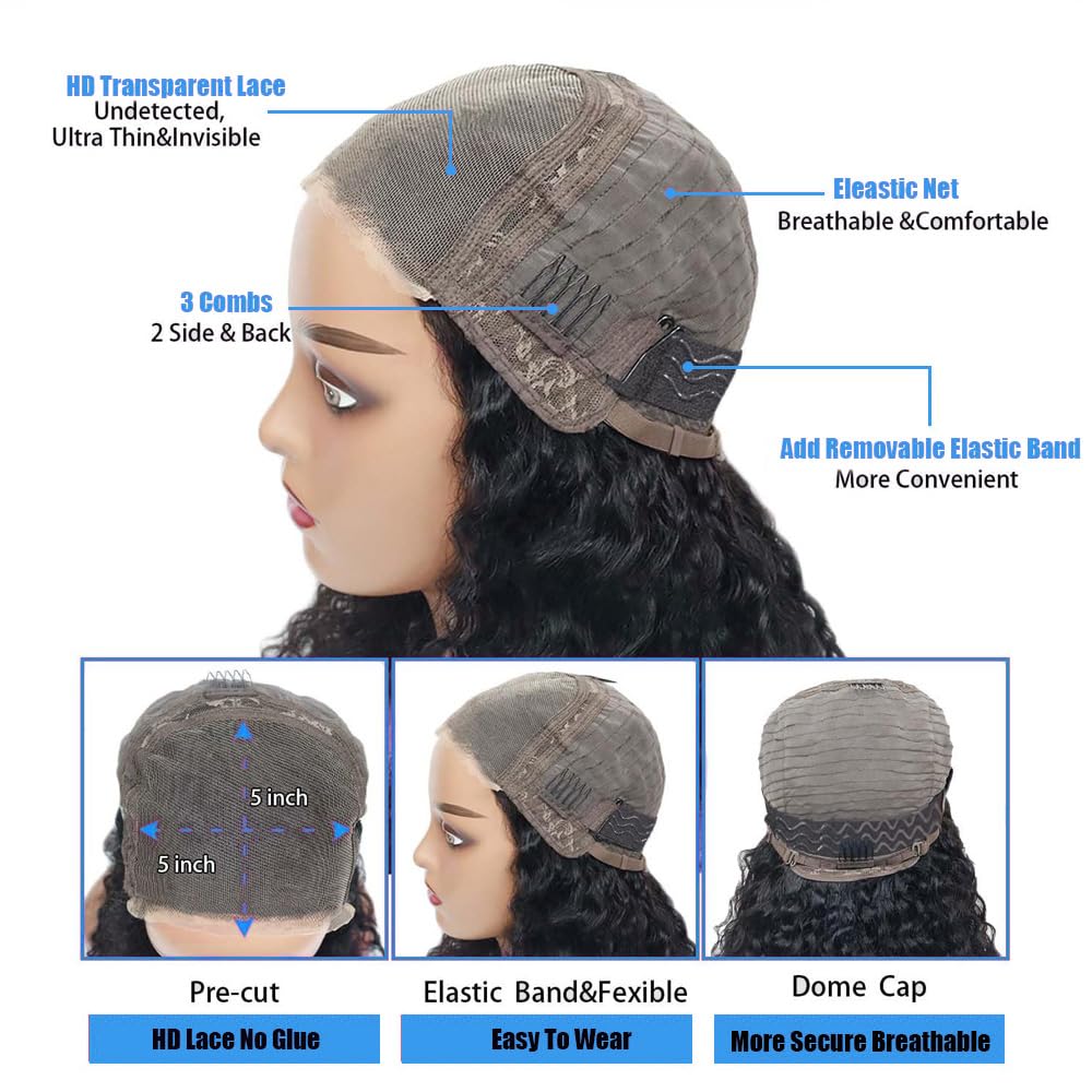 5x5 Lace Wear To Go Glueless Jerry Curl Lace Closure Wig 100 Virgin Human Hair Natural Color Wig