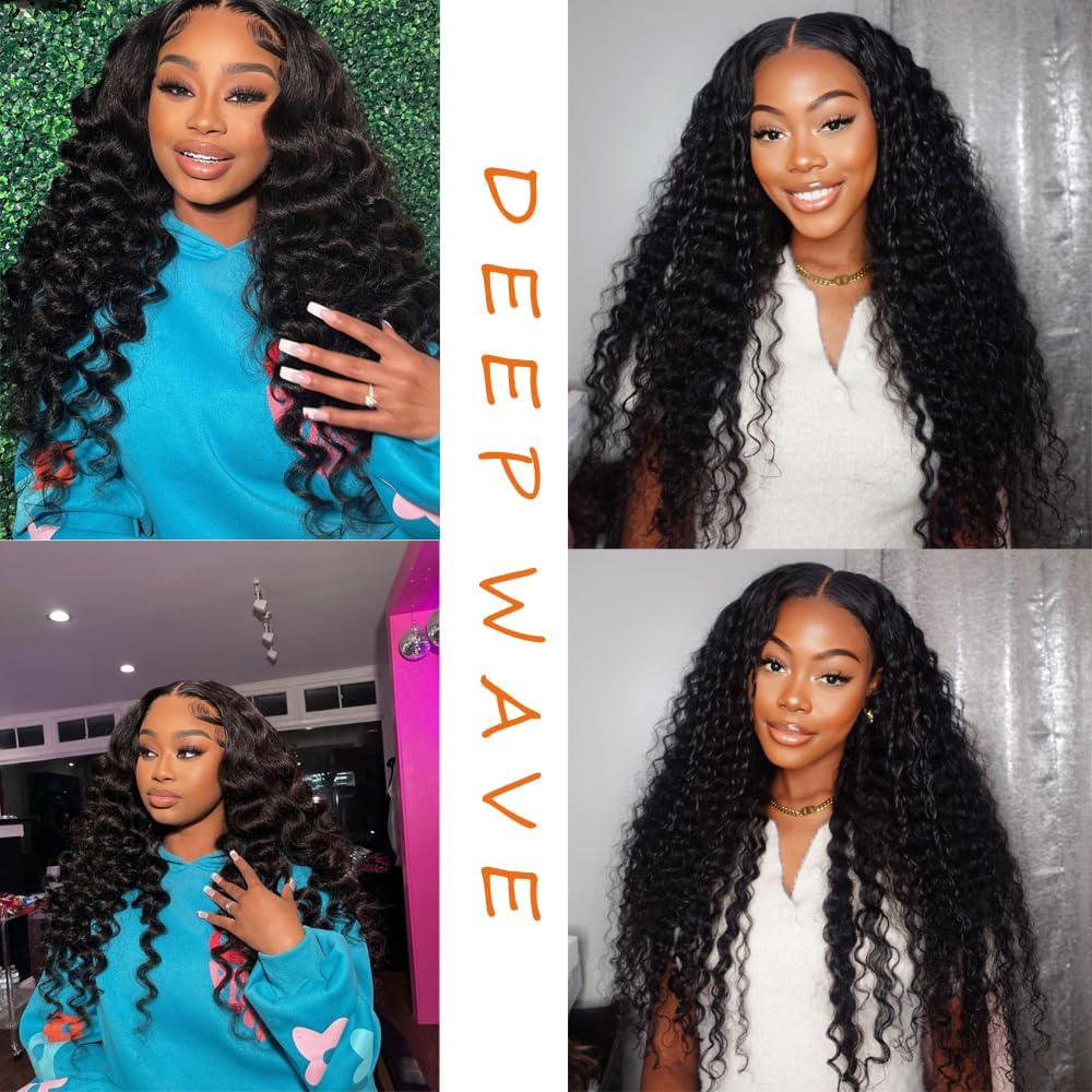 100% Affordable Human Hair Deep Wave Bundles | Natural Black 1B | 10"-28" | Volume & Defined Curls