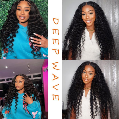 100% Affordable Human Hair Deep Wave Bundles | Natural Black 1B | 10"-28" | Volume & Defined Curls