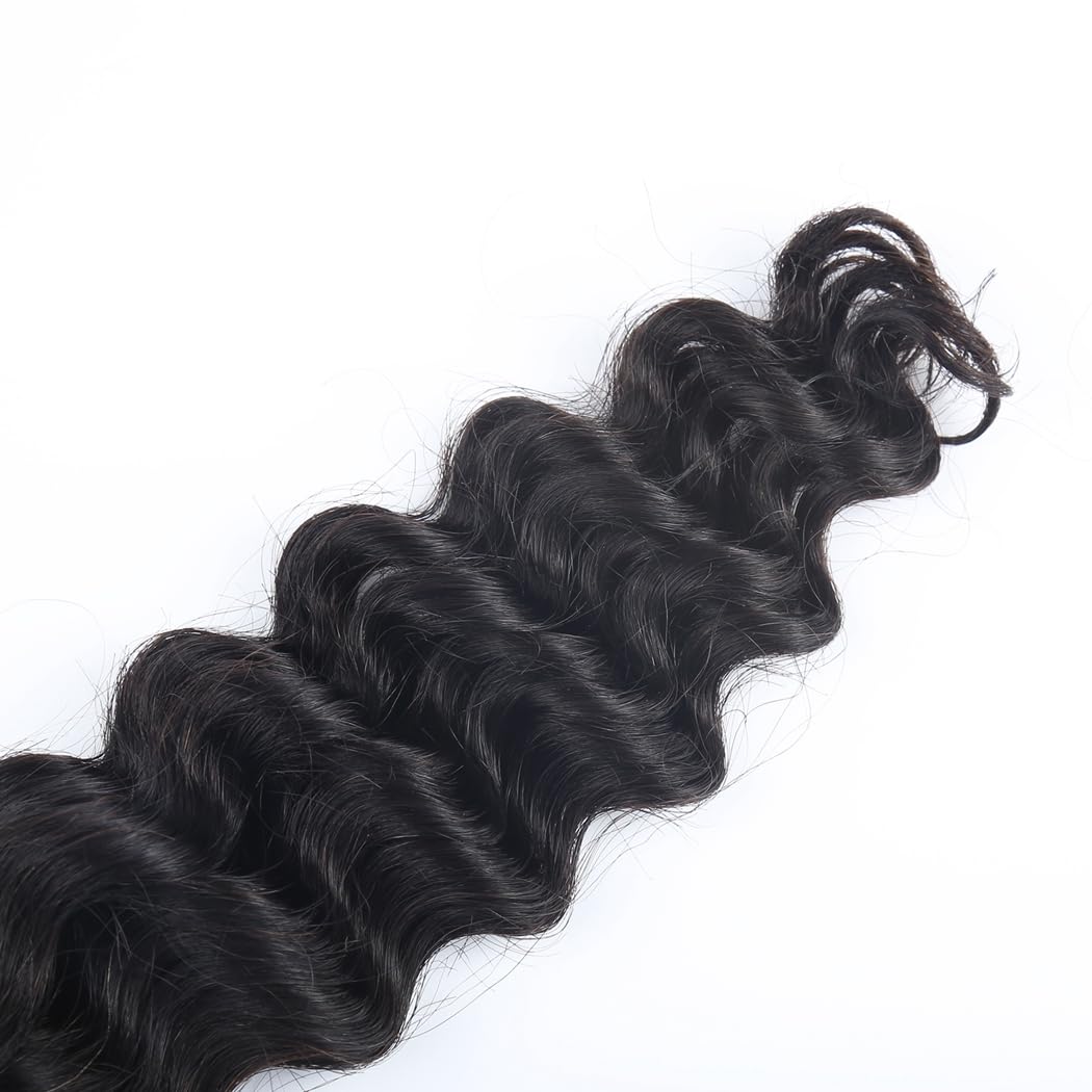 100% Human Hair Boho Braiding Hair - Loose Deep Wave Natural Black 100g/Bundle