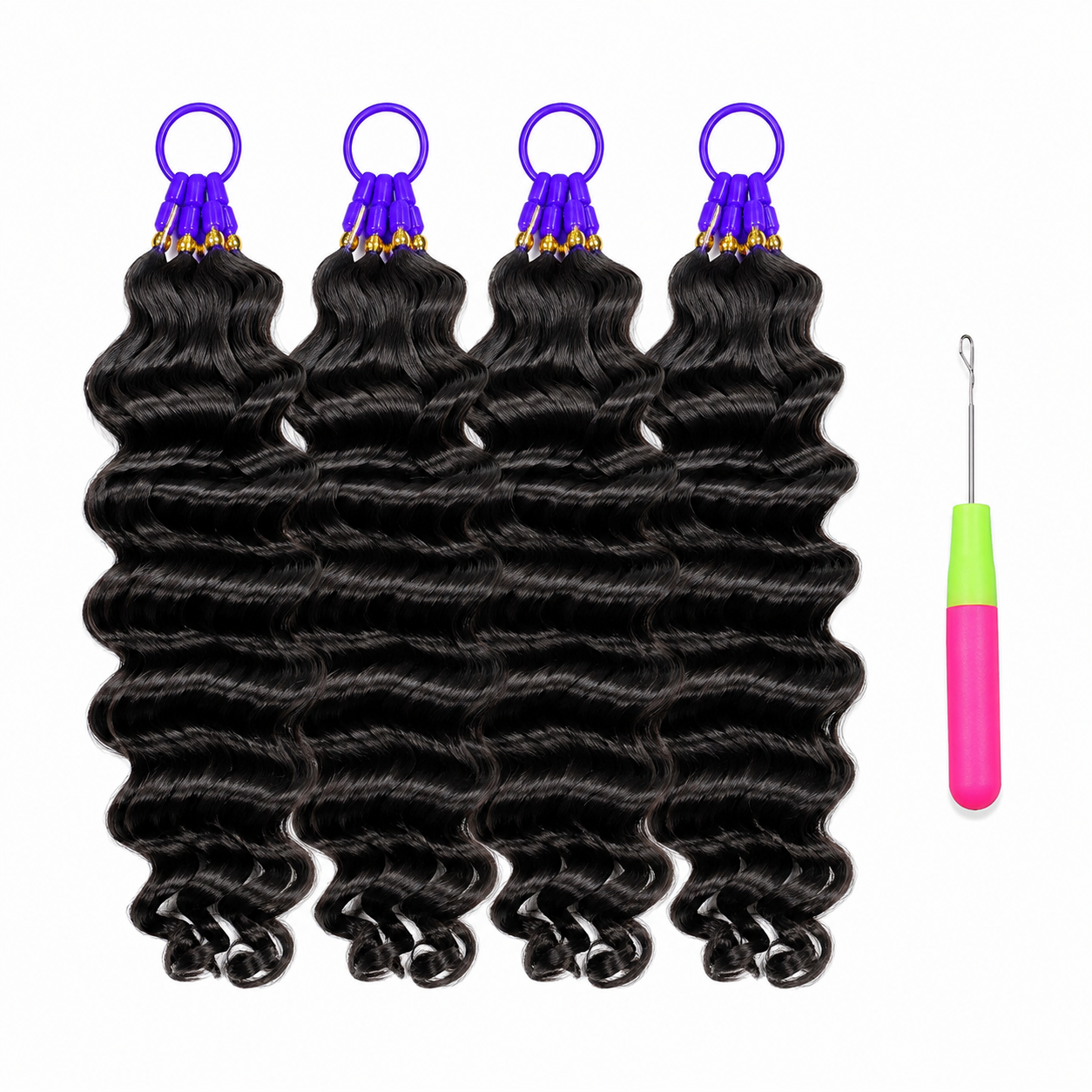 #2 Deep Wave Crochet 100% Human Hair - #2 Dark Brown Boho Braiding Hair For Miracle Knots (50g/Pack)