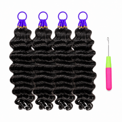 #2 Deep Wave Crochet 100% Human Hair - #2 Dark Brown Boho Braiding Hair For Miracle Knots (50g/Pack)