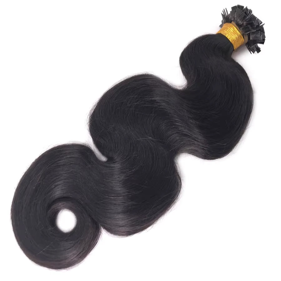 Flat K Tip 100% Double Drawn Human Hair Extension – Body Wave Black – 100% Human Hair, Natural Look, Salon Quality Extension for Professional & Daily Use
