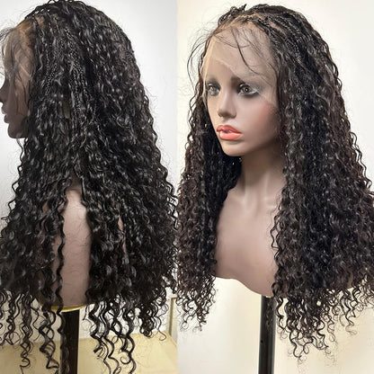 BOHO Braids Wig Full Lace High Quality 100% Human HairBraided Light Weighted Color Black