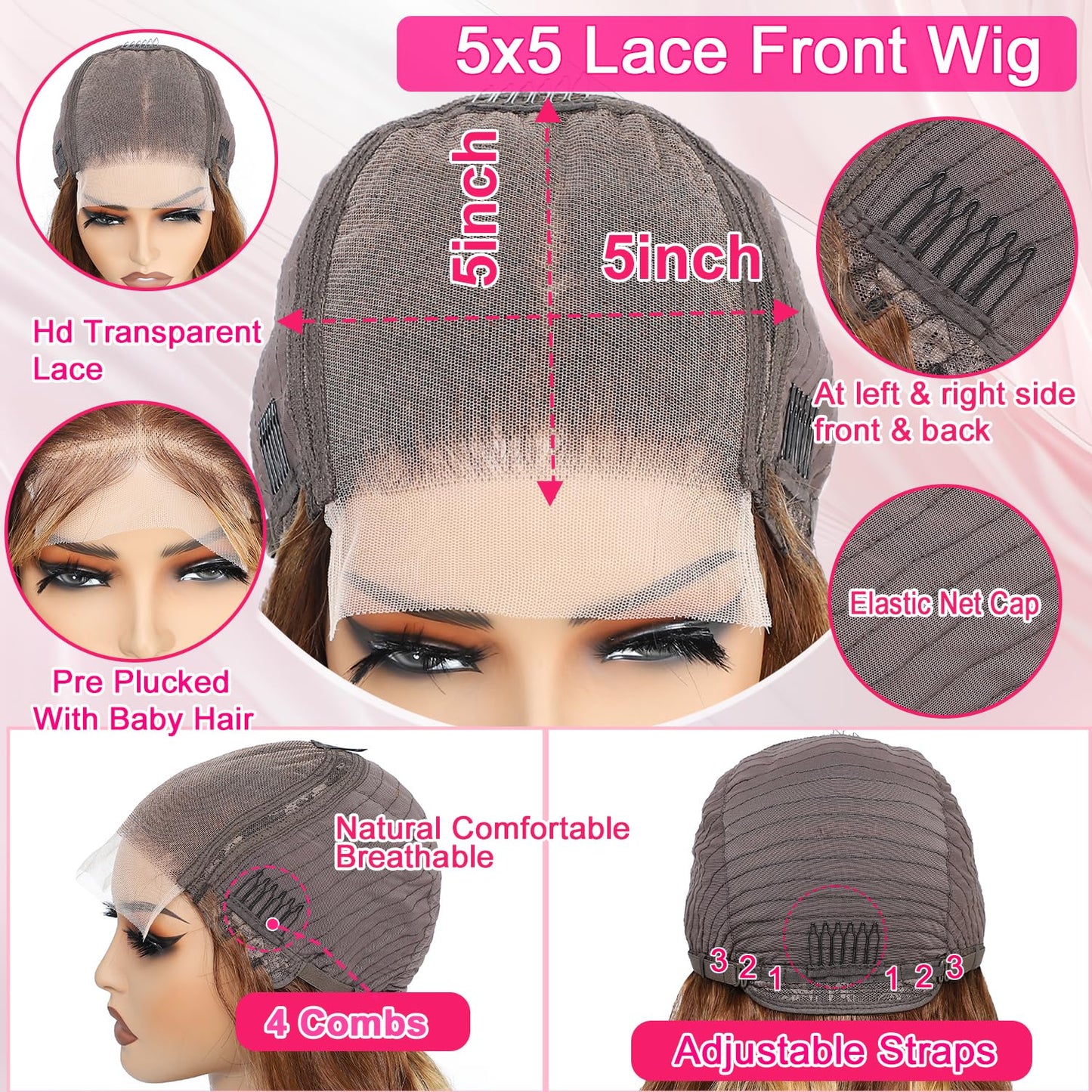 P4/27 Honey Blonde Highlight Body Wave Wig – 5x5 Lace Closure 100% Human Hair