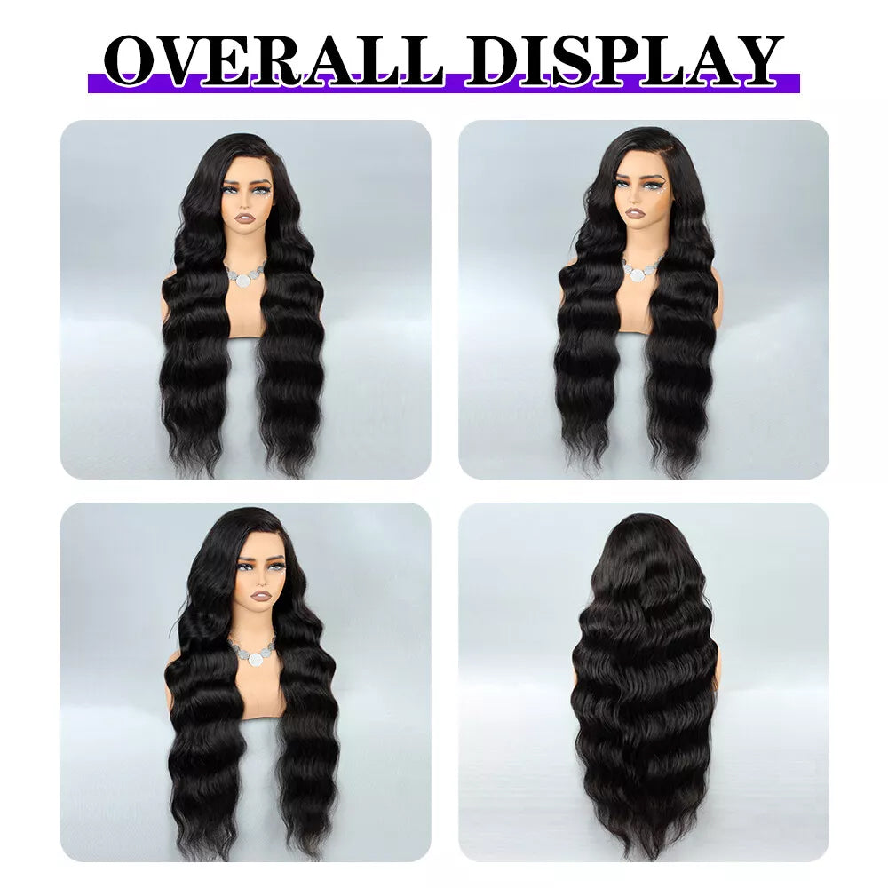 Full Lace Wig Loose Wave Natural Black 100% Human Hair whole head lace Wig