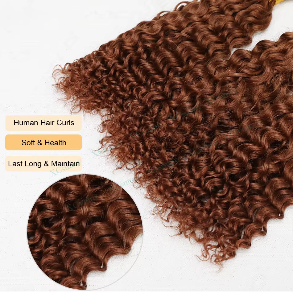 Color #33 Human Braiding Hair Deep Wave Bulk 100% Human Mink Hair 100g/Bundle 20inch 22inch