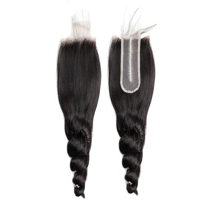 3 Bundles with 2x6 HD Lace Closure Loose Wave 100% Virgin Human Hair