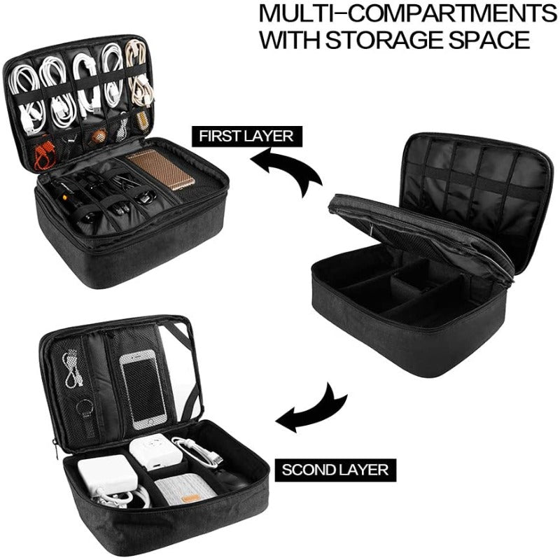 Travel Electronics Waterproof Cable Organizer Bag-Black