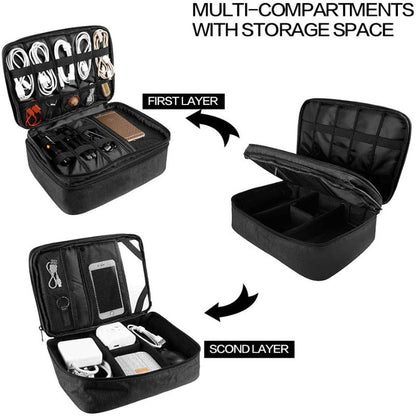 Travel Electronics Waterproof Cable Organizer Bag-Black