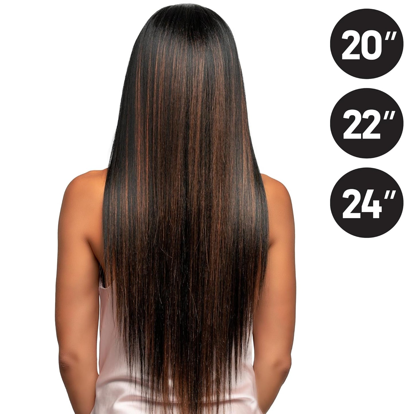 Quick Weave Combo Set 3 Bundle of Straight 20 22 24 inches With Black and Brown Wig Caps and Super Bond Glue