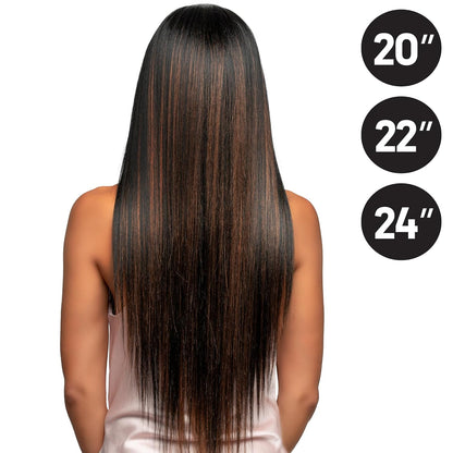 Quick Weave Combo Set 3 Bundle of Straight 20 22 24 inches With Black and Brown Wig Caps and Super Bond Glue