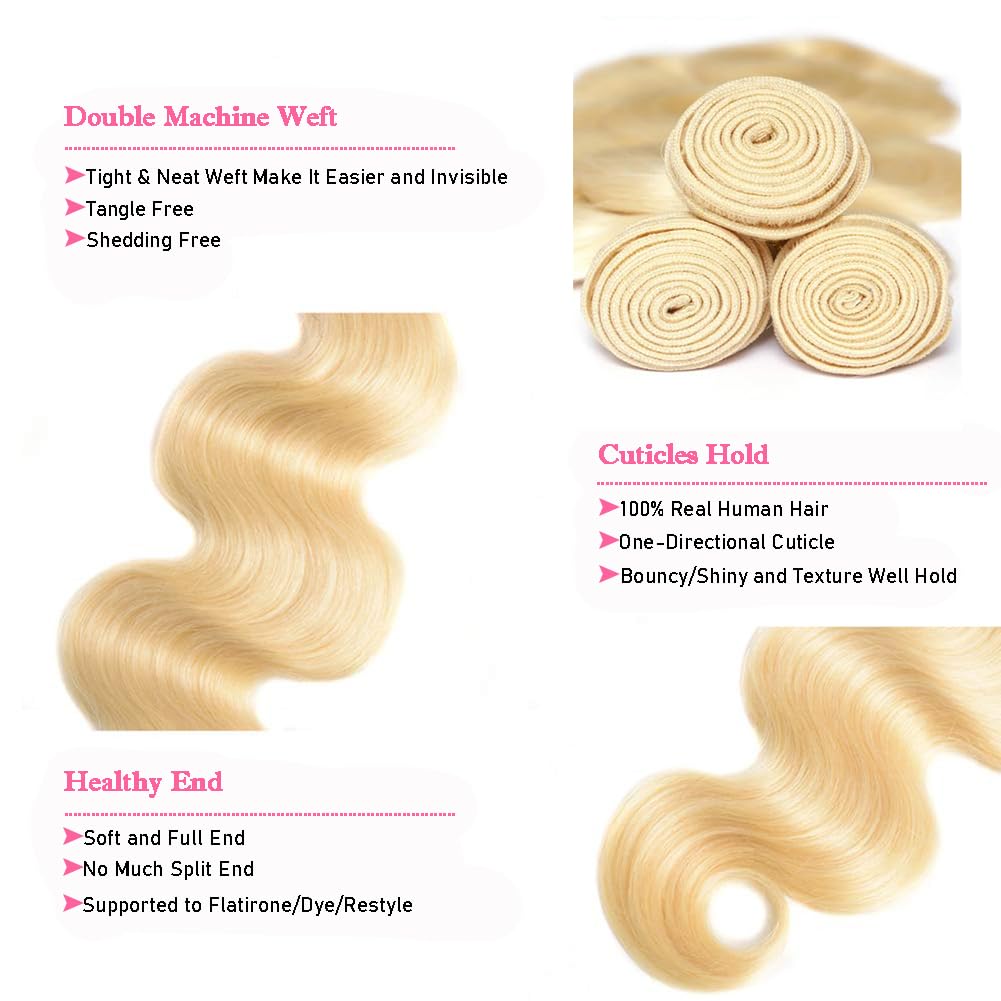 Affordable 613 Golden Blonde Hair Body Wave 100% Human Hair| Unprocessed Cuticle Aligned Bundles Natural Movement
