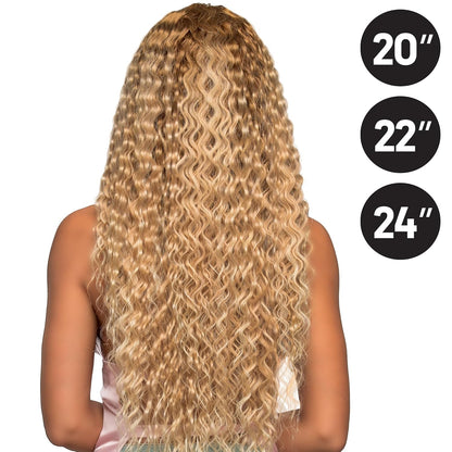 Quick Weave Combo Set 3 Bundle of Ocean Wave 20 22 24 inches With Black and Brown Wig Caps and Super Bond Glue