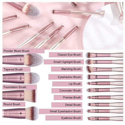 BS-MALL 14 Pcs Makeup BrushesStand Up Set With Makeup Sponge And Cleaner