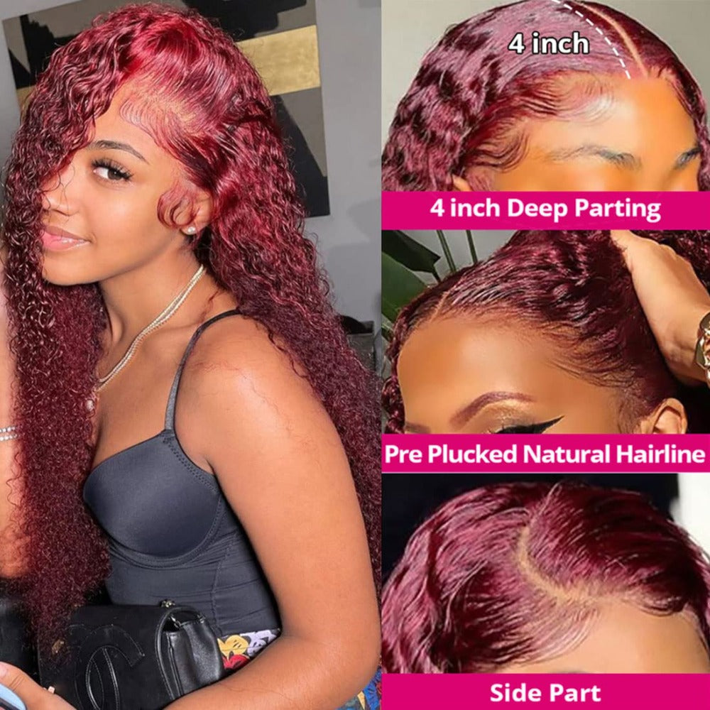Burgundy Jerry Curly wig